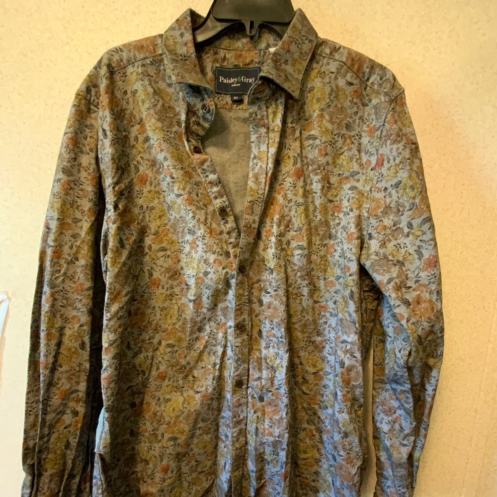 Paisley floral women’s button down collared shirt
